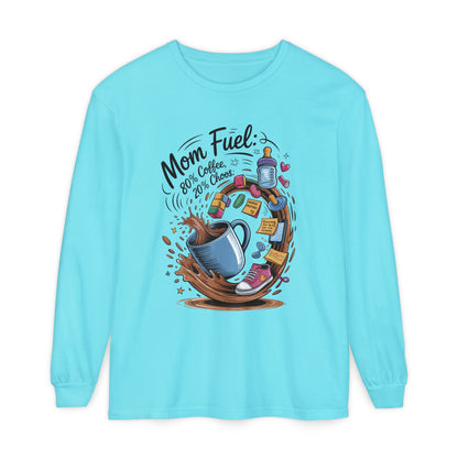 Mom Fuel Long Sleeve T-Shirt, Coffee Lovers Gift, Mother's Day Apparel, Cute Mom Shirt, Coffee Lover Mom Life Top, Coffee Lover's Tee