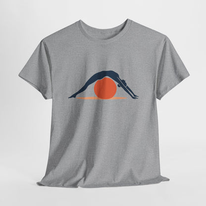 Womens Heavy Cotton Tee, Womens Pilates T-Shirt, Yoga Fitness Graphic Tee, Workout Gym Activewear Top