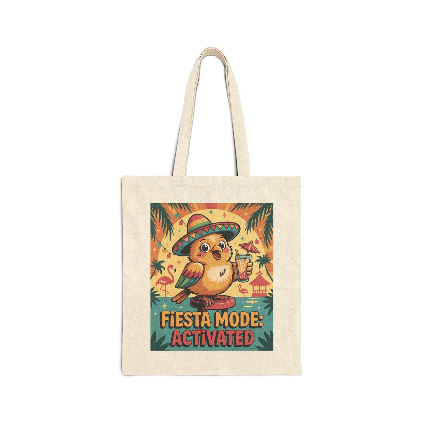 Fiesta Mode Activated Cotton Canvas Tote Bag, Fun Party Accessories, Eco-Friendly Shopping Bag, Summer Vibes Tote, Gift for Friends