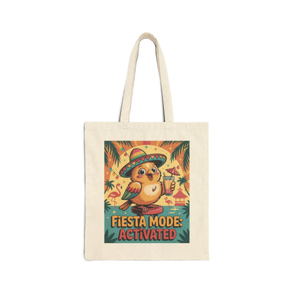 Fiesta Mode Activated Cotton Canvas Tote Bag, Fun Party Accessories, Eco-Friendly Shopping Bag, Summer Vibes Tote, Gift for Friends