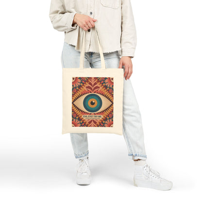 Vibrant Eye Design Canvas Tote Bag, Boho Shopper, Eco-Friendly Grocery Bag, Gift for Art Lovers, Sustainable Fashion