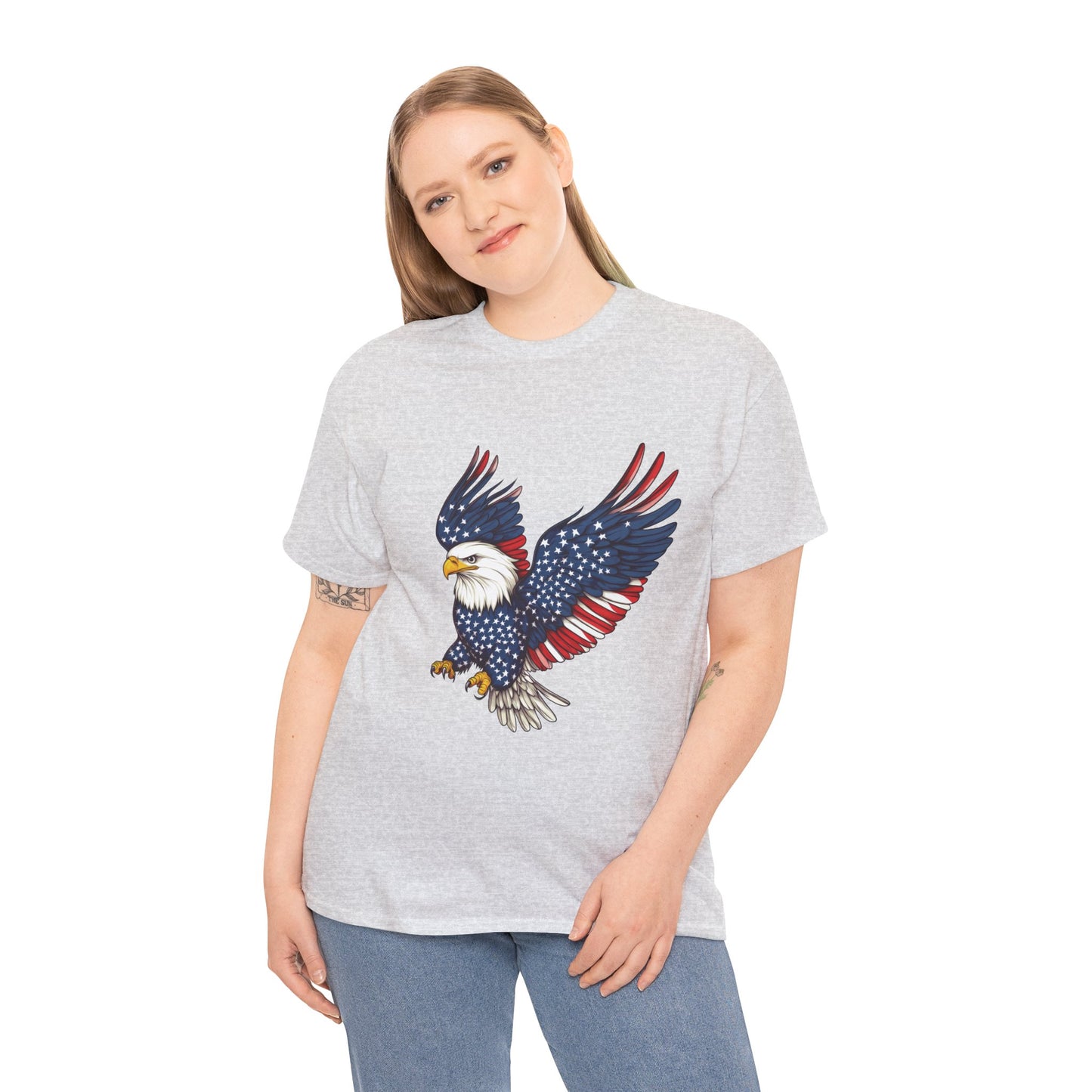 Patriotic Eagle Tee | Unisex Heavy Cotton T-Shirt for Independence Day, Memorial Day, Veterans Day, Gift for Nature Lovers, Casual Wear