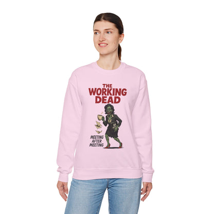 The Working Dead Women's Funny Zombie Sweatshirt, Office Humor Crewneck, Halloween Work Top