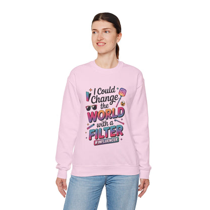 Womens Heavy Blend™ Crewneck Sweatshirt, Womens Influencer Sweatshirt, Funny Social Media Pullover, Cute Trendy Graphic Top
