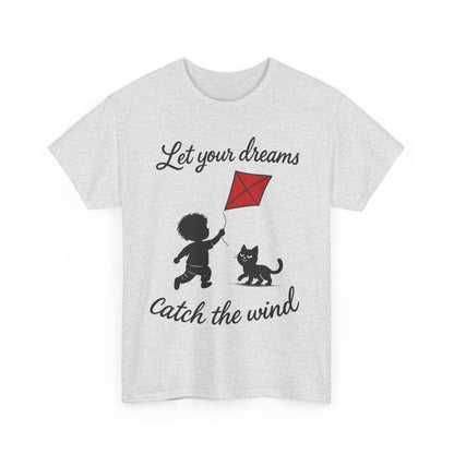 Cute Kid and Cat Design T-Shirt, Playful Gift for Cat Lovers, Summer Style, Cat Lover T-Shirt, Gift for Cat Owners, Women's Cotton T-Shirt