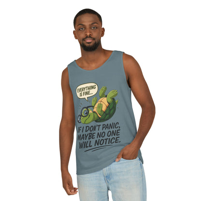 Mens Funny Turtle Graphic Tank Top, Summer Apparel, Gift for Animal Lovers, Beach Day Essentials, Mens Casual Wear, Relaxed Vibes
