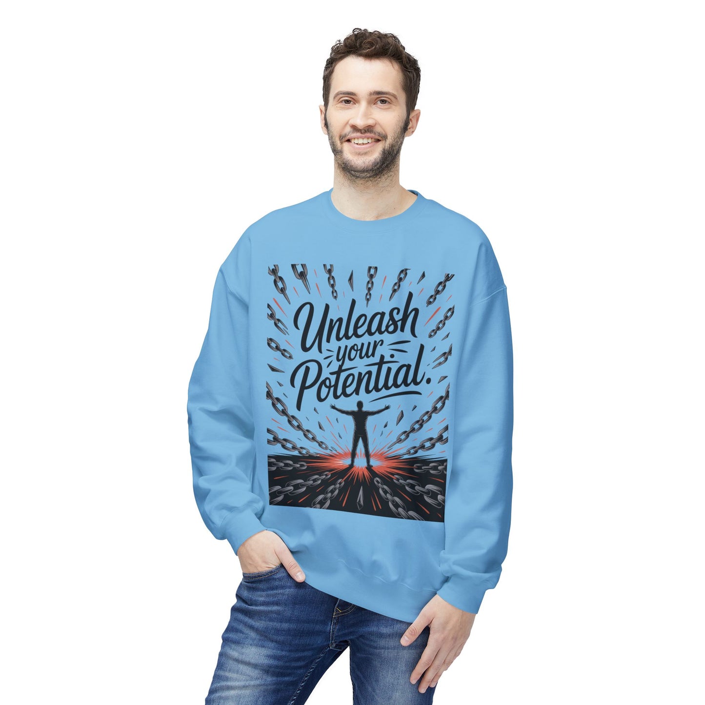 Unleash Your Potential Men's Sweatshirt, Motivational Crewneck, Inspirational Gift For Men, Gift for Graduates, Personal Growth Apparel