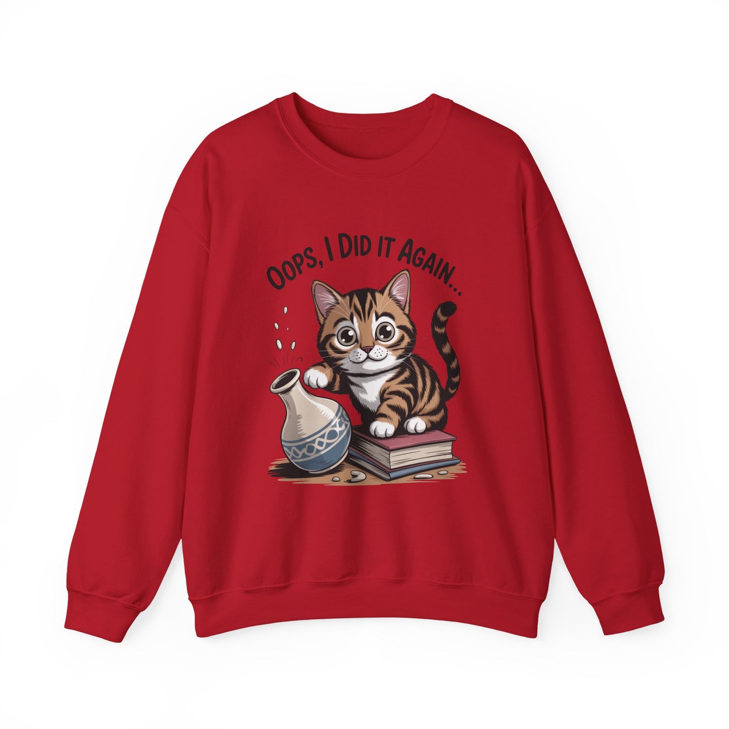 Cute Cat Oops! I Did It Again Sweatshirt, Funny Pet Lover Gift, Cozy Crewneck for Cat Moms, Purrfect for Birthdays, Casual Wear