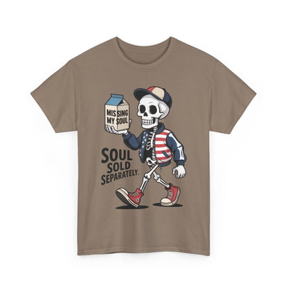 Funny Skeleton T-Shirt Soul Sold Separately Graphic Tee, Missing Soul Cartoon Shirt, Gothic Streetwear, Halloween Gift Tee