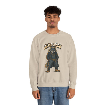 Alpha Mode Wolf Crewneck Sweatshirt, Mens Streetwear Pullover, Hip Hop Savage Wolf Sweater, Alpha Male Graphic Crewneck, Urban Wolf Gift