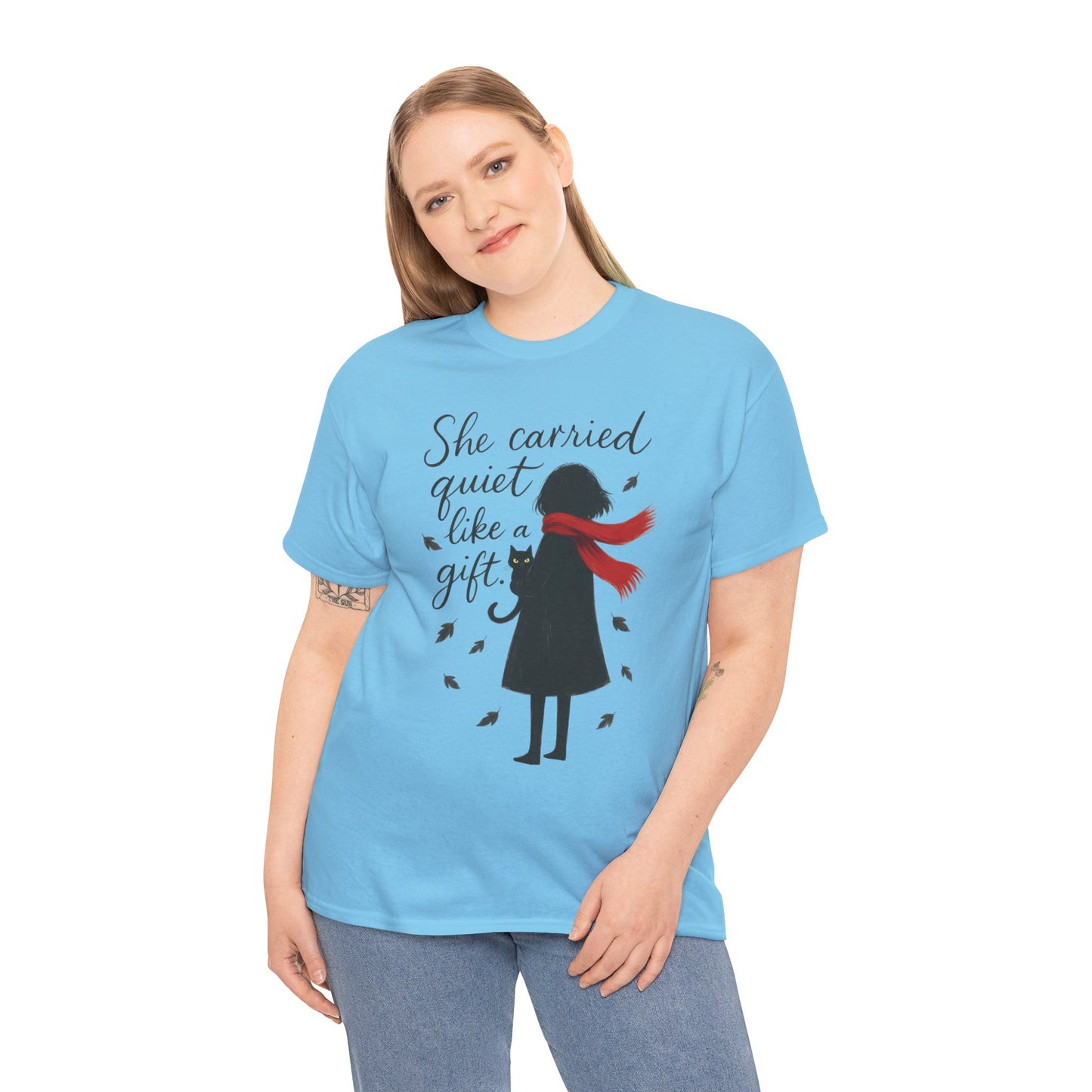 Cat Lover Womens T-Shirt, Whimsical Hand-Drawn Illustration Tee, Artistic Minimalist Gift for and Introverts, Cute Animal Apparel