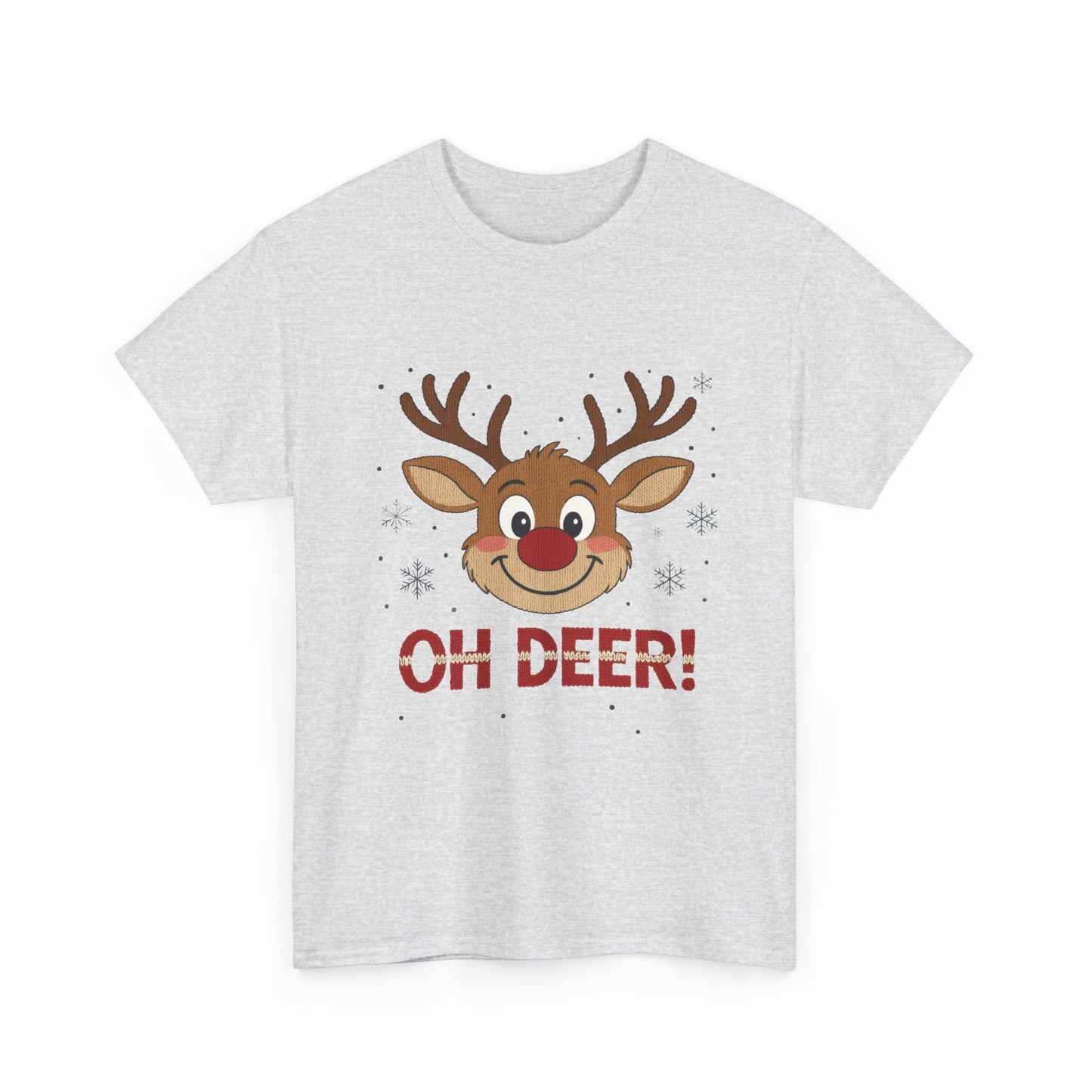 Women's Oh Deer Christmas T-Shirt, Cute Reindeer Holiday Graphic Tee, Women's Heavy Cotton Tee