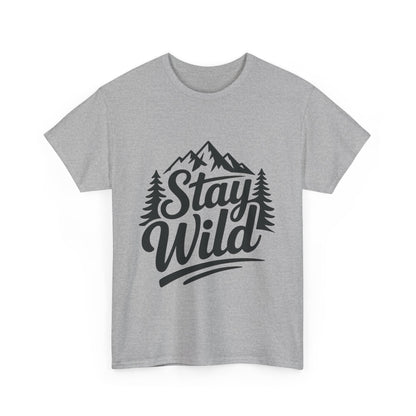 Stay Wild Adventure Tee, Unisex Heavy Cotton Tee for Nature Lovers, Camping, Hiking, Gifts for Outdoorsy Friends, Nature Graphic Tee