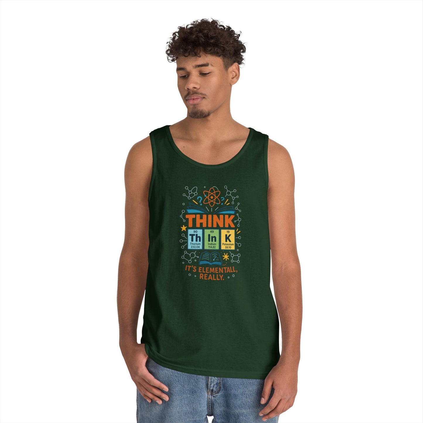 Think Tank Top for Men, Nerdy Chemistry Shirt, Periodic Table Funny Science Tank, Geeky STEM Gift for Him, Science Lovers Gift