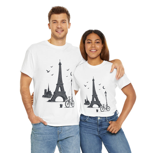Eiffel Tower Graphic Tee, Parisian Style T-Shirt, Casual Summer Top, Travel Gift, Unisex Cotton Shirt