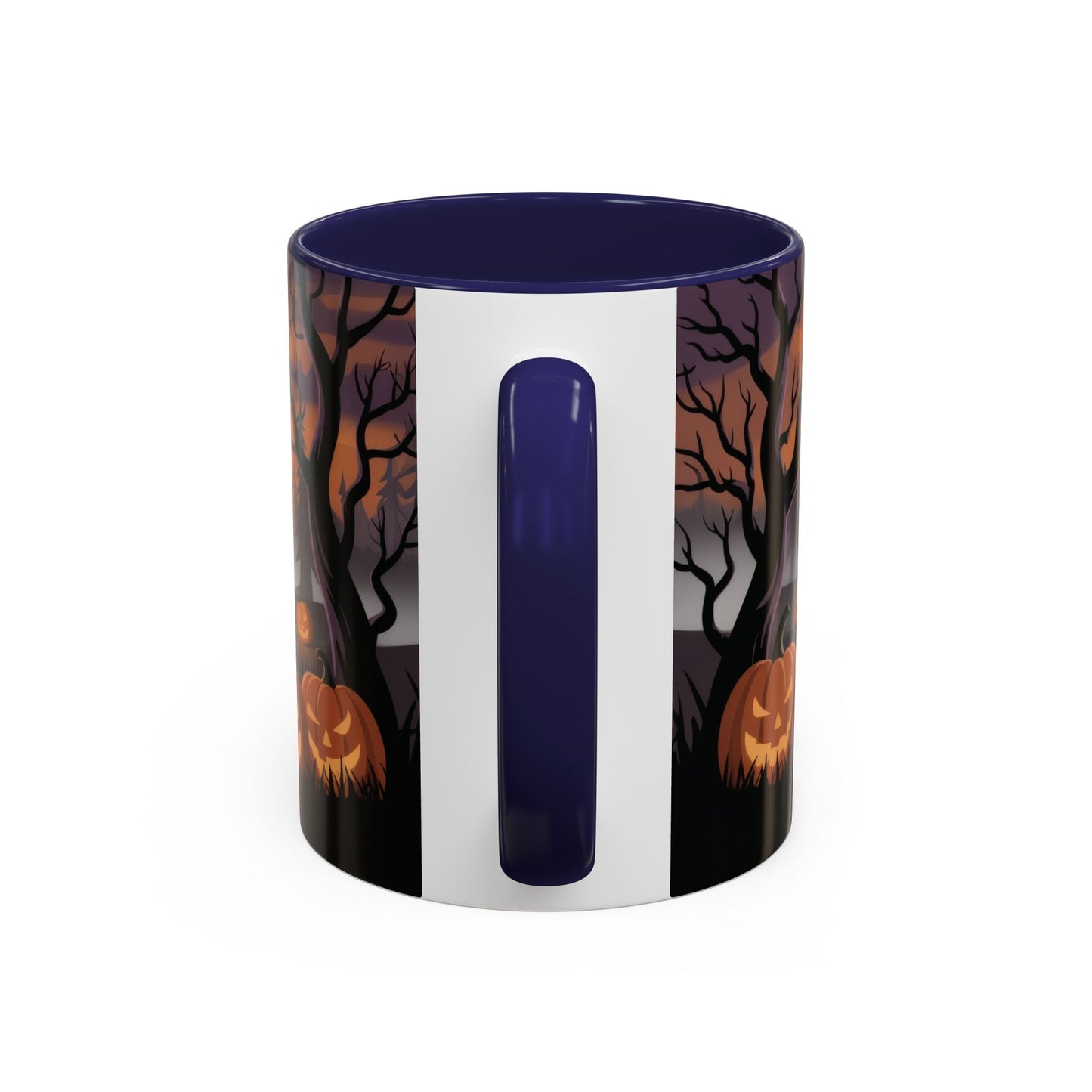 Halloween Pumpkin Forest Mug, Spooky Sunset Landscape Coffee Cup, Gothic Fall Gift for Her - Him, Accent Coffee Mug (11, 15oz)