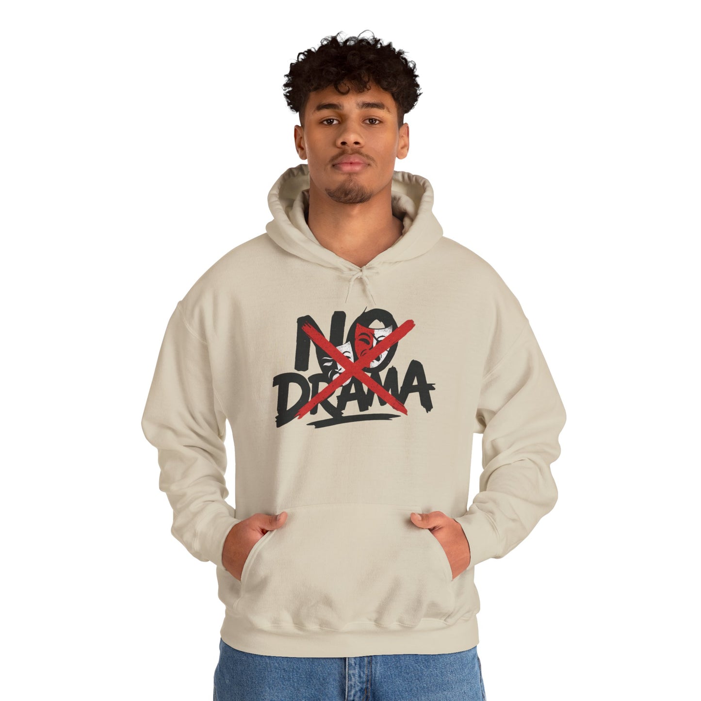 No Drama Mens Hoodie, Cozy Hoodie, Everyday Wear, Gift for Friend, Casual Fashion, Relaxed Vibes