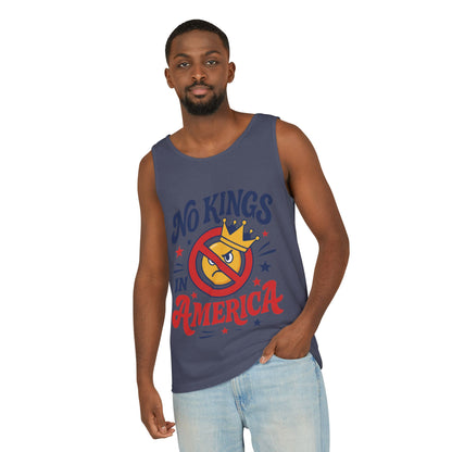 No Kings in America Tank Top - Funny Patriotic Anti Monarchy Sleeveless Shirt - USA Freedom Top, Unisex Summer Apparel, USA Independence Day