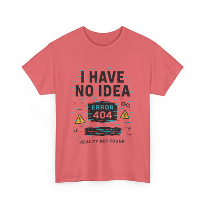 Funny Error 404 Unisex Heavy Cotton Tee, Graphic Tee, Humor Shirt, Gift for Tech Lovers, Casual Wear, Unique T-Shirt