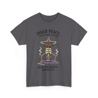 Inner Peace Skeleton Yoga Unisex Tee, Dark Humor Meditation Shirt, Gift for Mindfulness Lovers, Yoga Shirt, Peaceful Vibes