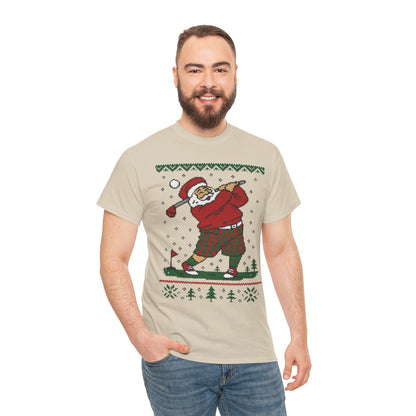 Funny Golfing Santa Christmas T-Shirt, Ugly Christmas Golf Shirt for Men, Holiday Golf Player Tee