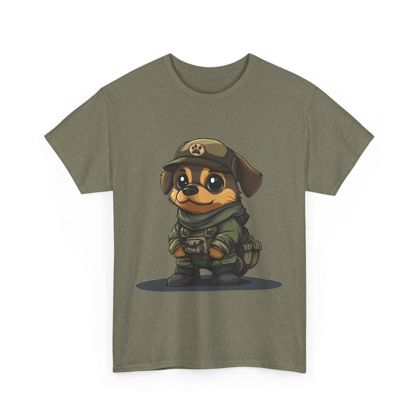 Funny Dog Soldier Tee, Cute Military Dog Cartoon Unisex Heavy Cotton Tee , Pet Lover Gift, Gift for Dog Owners, Gift for Army Fans
