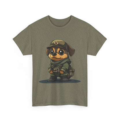 Funny Dog Soldier Tee, Cute Military Dog Cartoon Unisex Heavy Cotton Tee , Pet Lover Gift, Gift for Dog Owners, Gift for Army Fans