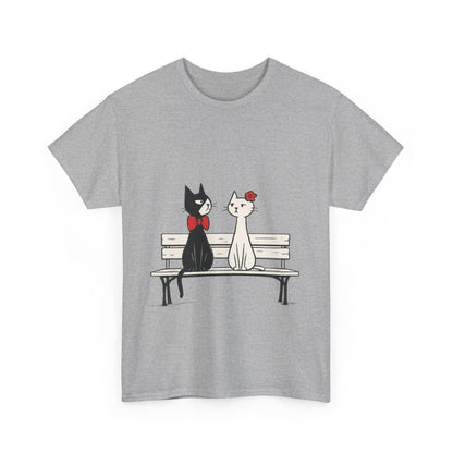 Cute Cat Lovers Tee, Womens Heavy Cotton Tee for Pet Owners, Funny Cat Shirt, Gift for Cat Lovers, Casual T-Shirt, Animal Art Tee