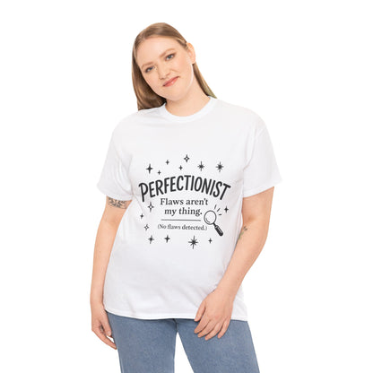 Funny Perfectionist T-Shirt for Women, No Flaws Detected Graphic Tee, Minimalist Humor Shirt, Gift for OCD, Flawless Queen
