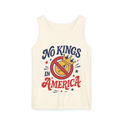 No Kings in America Tank Top - Funny Patriotic Anti Monarchy Sleeveless Shirt - USA Freedom Top, Unisex Summer Apparel, USA Independence Day