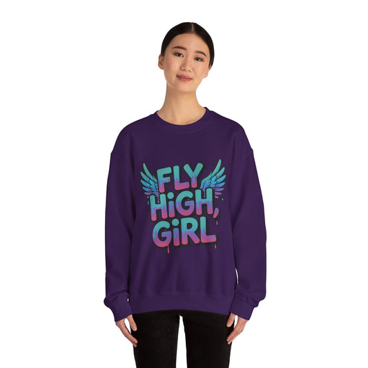 Women's Sweatshirt Fly High Girl, Graffiti Drip Angel Wings Streetwear Pullover Top
