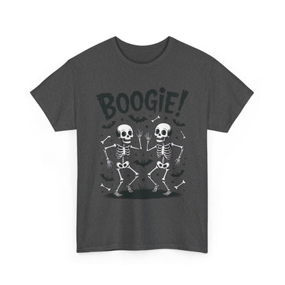 BOOGIE! Dancing Skeleton Halloween Mens's T-Shirt, Funny Spooky Graphic Tee for Men, Men'sHeavy Cotton Tee