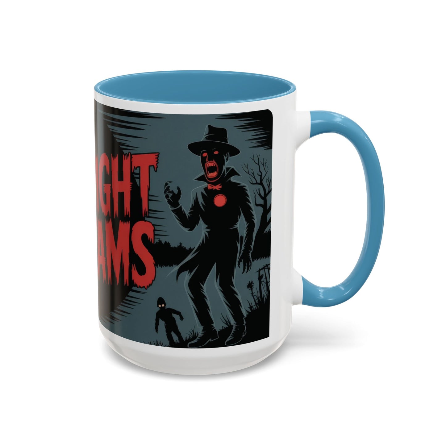 Midnight Screams Mug, Retro Horror Movie Poster Coffee Cup, Gothic Halloween Gift for Horror Lovers, Accent Coffee Mug (11, 15oz)