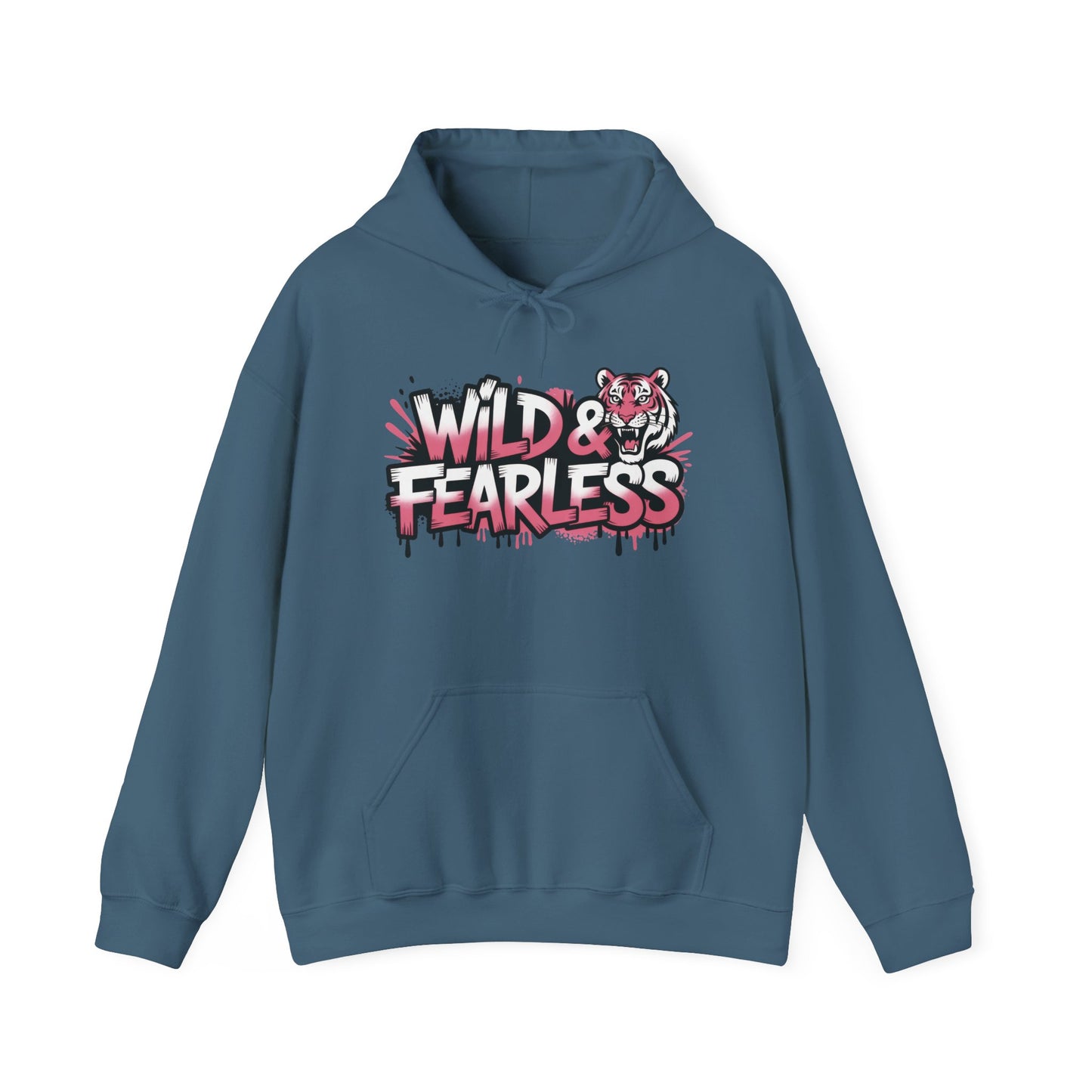 Women's Hoodie Wild & Fearless, Tiger Graffiti Graphic Pullover, Bold Urban Streetwear Hoodie
