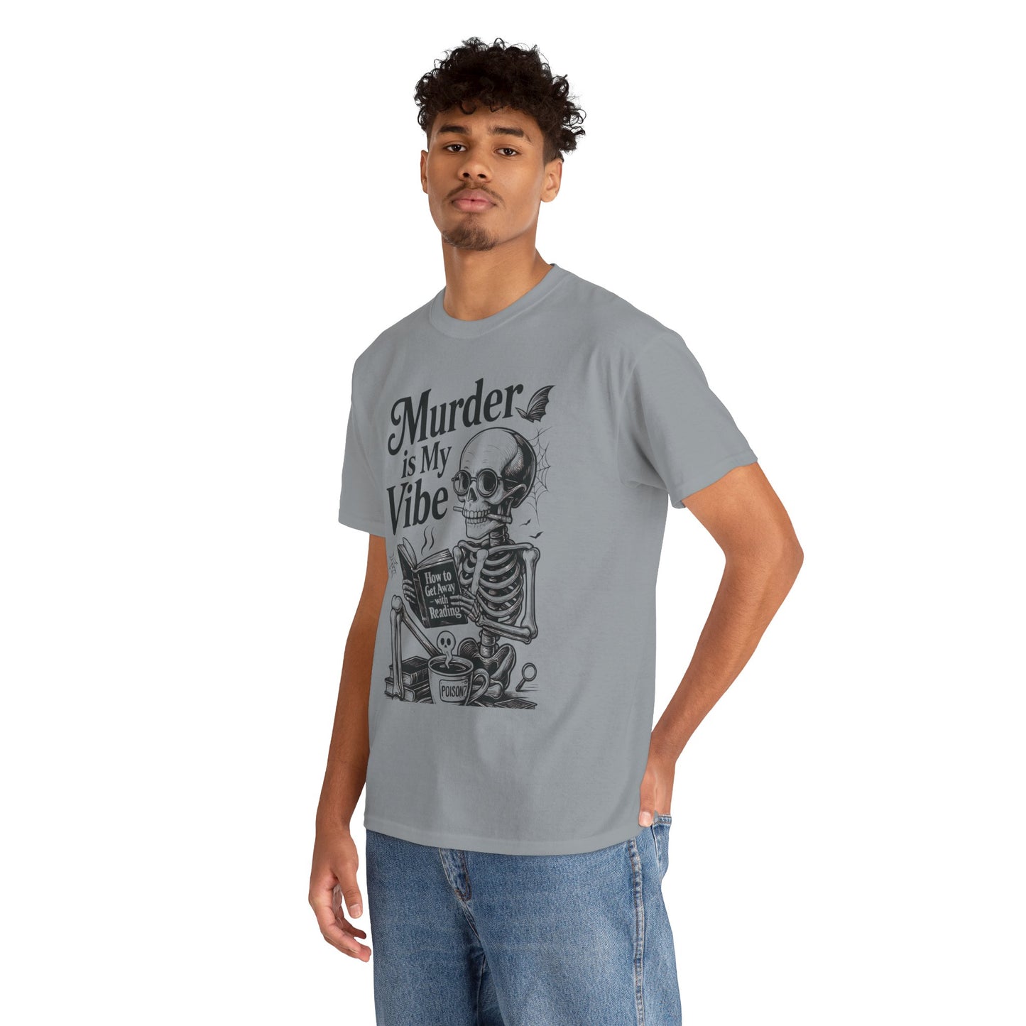 Mens Heavy Cotton Tee - "Murder is My Vibe" Graphic Shirt for Ghoulish Vibes, Halloween Fun, Spooky Season, Casual Wear, Gift for [...]