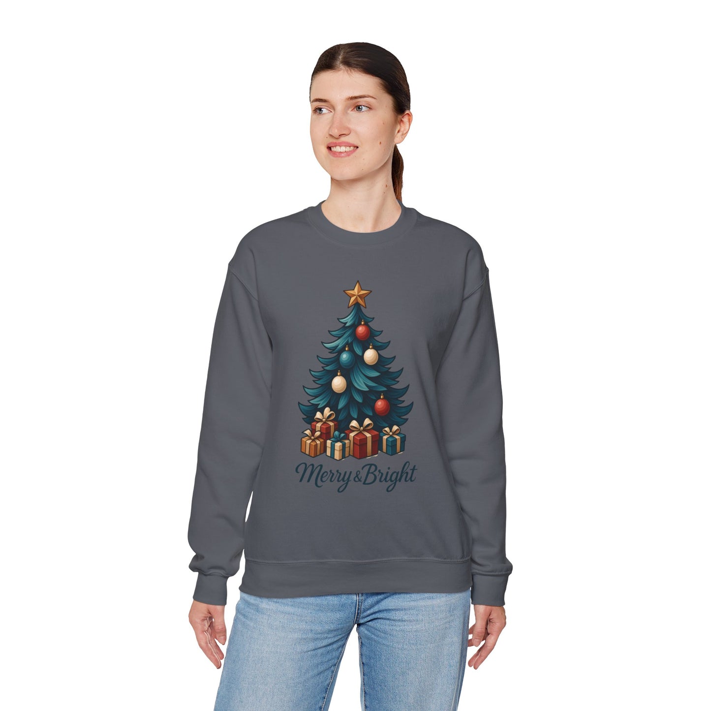 Merry Bright Christmas Sweatshirt, Cozy Holiday Pullover