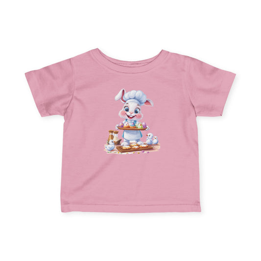 Infant Easter Bunny Chef Tee, Baby Baker T-Shirt with Colorful Eggs, Cute Spring Outfit for 6-24 Months, Funny Holiday Gift Baby Easter Gift