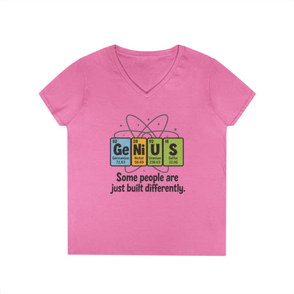 Funny Womens Genius V-Neck T-Shirt, Funny Science Tee, Nerdy Humor Shirt, Periodic Table Nerd Shirt, Science Humor Tee