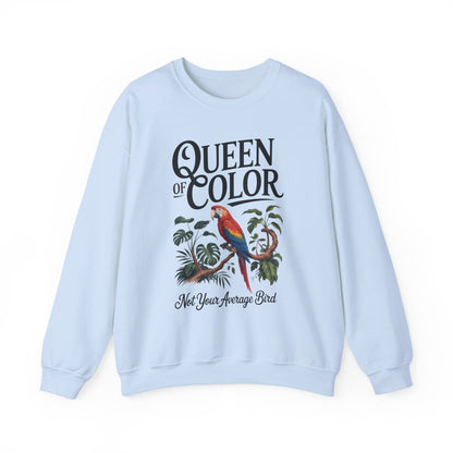 Vibrant Crewneck Womens Sweatshirt, Colorful Apparel, Bird Design, Cozy Layering, Gift for Nature Lovers, Fun Fashion