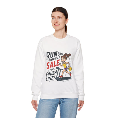 Run Like Theres a SALE at the Finish Line! Womens Sweatshirt, Funny Shopping Pullover, Treadmill Runner Gift for Her, Sale Humor Tee