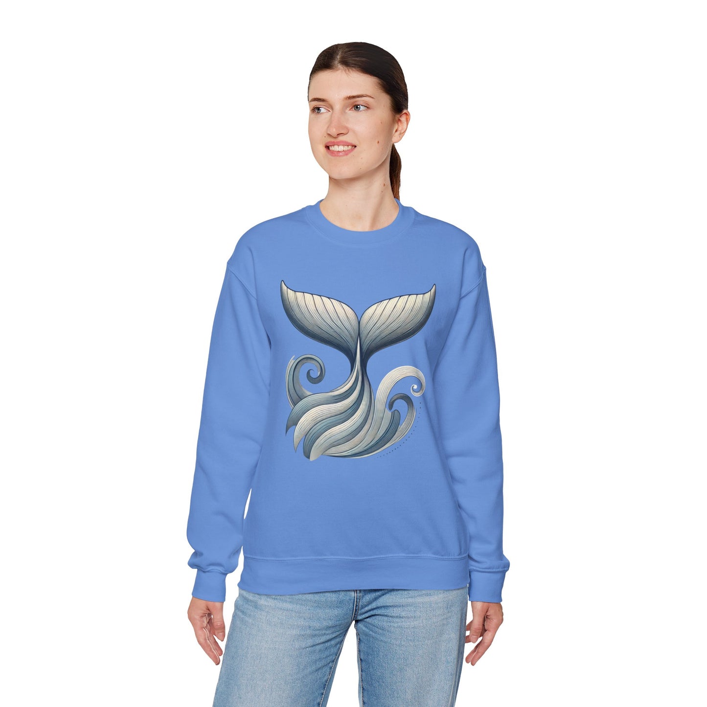Whale Tail Ocean Sweatshirt, Unisex Heavy Blend Crewneck Sweatshirt, Nautical Coastal Sea Life Gift for Beach Lovers, Gift for Ocean Lovers