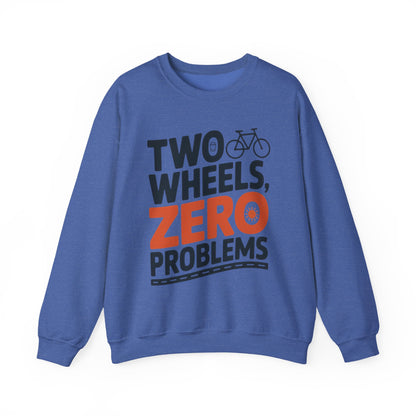Men's Heavy Blend™ Crewneck Sweatshirt, Two Wheels Zero Problems Mens Casual Biker Sweatshirt, Gift for Cyclists