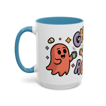 Ghost Roast Halloween Mug, Cute Spooky Coffee Cup, Kawaii Ghost Drinkware, Funny Fall Mug Gift for Coffee Lovers, Accent Coffee Mug (15oz)