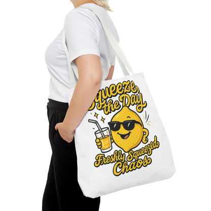 Lemon Themed Tote Bag, Squeeze the Day, Shopping Bag, Gift for Citrus Lovers, Eco-Friendly Carrier, Summer Accessory