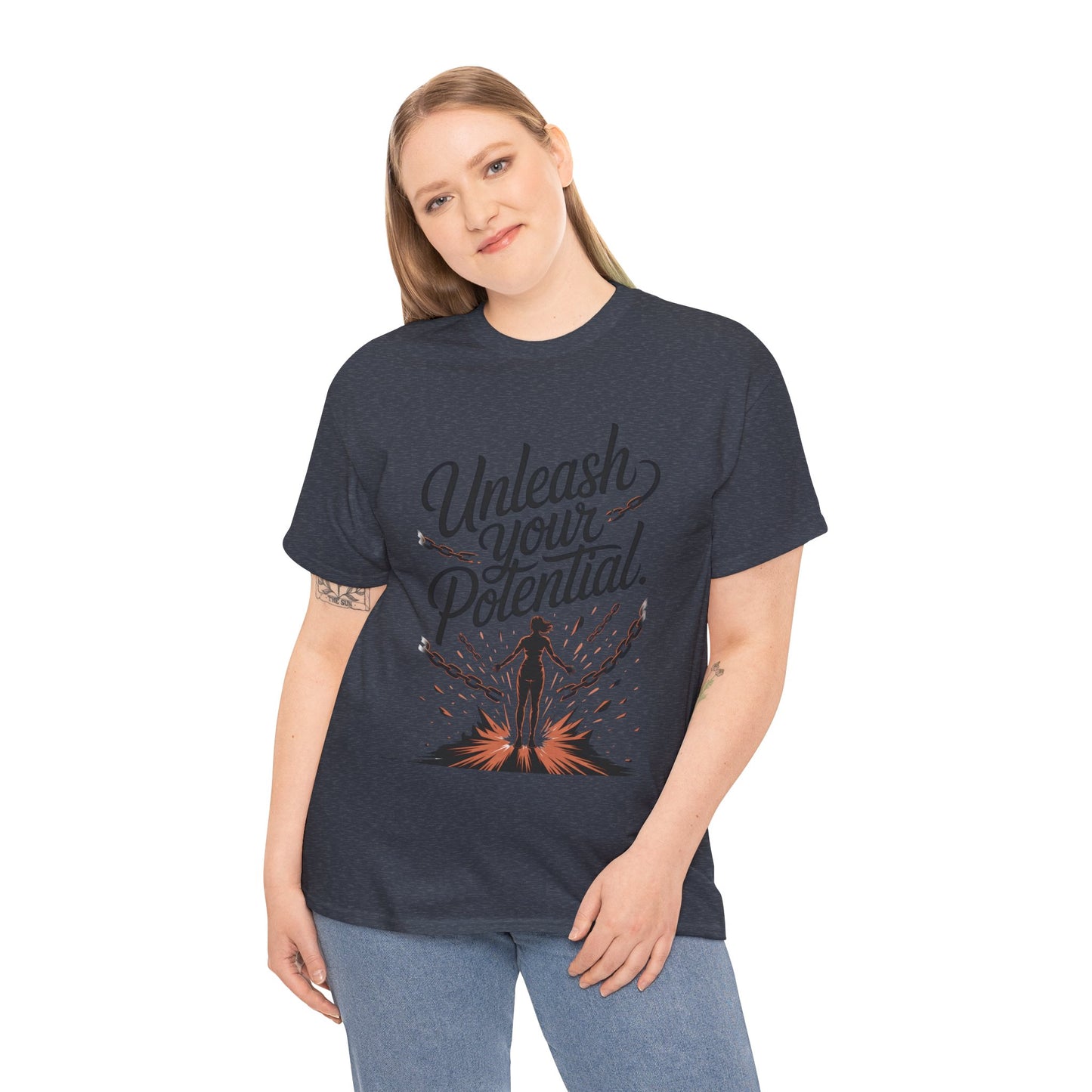 Unleash Your Potential Women's Tee, Motivational T-Shirt, Inspirational Cotton Tee, Gift for Gym Lovers, Positive Energy Top
