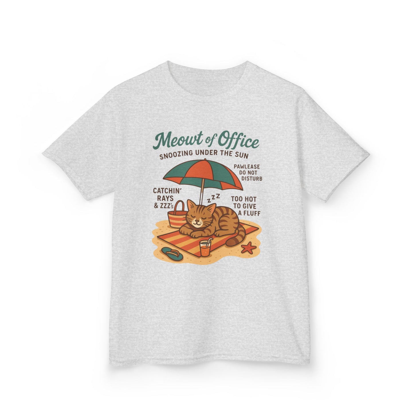 Kids Cat-Themed T-Shirt - Meowt of Office, Cute Summer Tee, Cat Lover Gift, Fun Playwear, Summer Beach Vacation Tee
