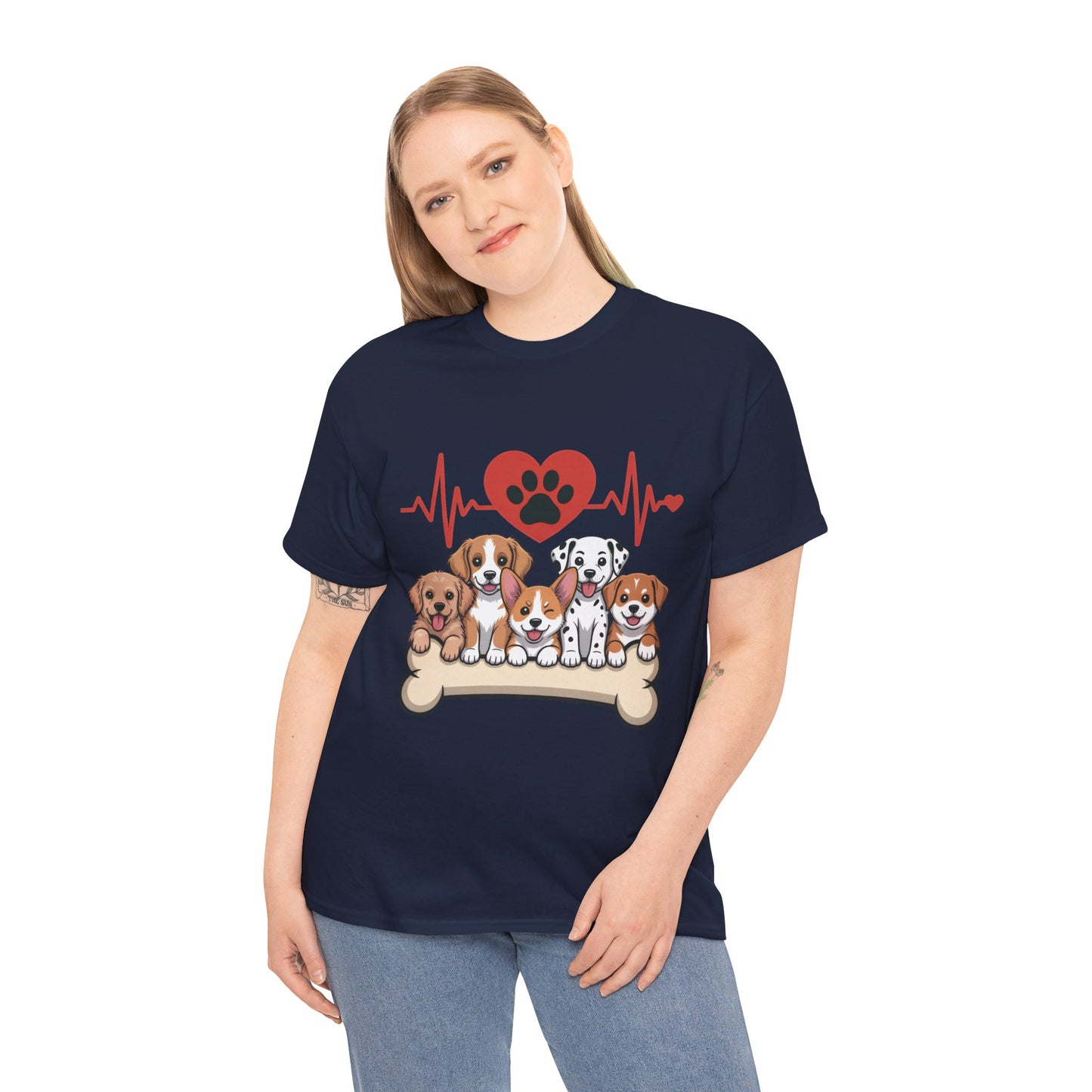 Cute Puppy Heartbeat Women's T-Shirt, Dog Lover Gift, Paw Print Heart Graphic Tee