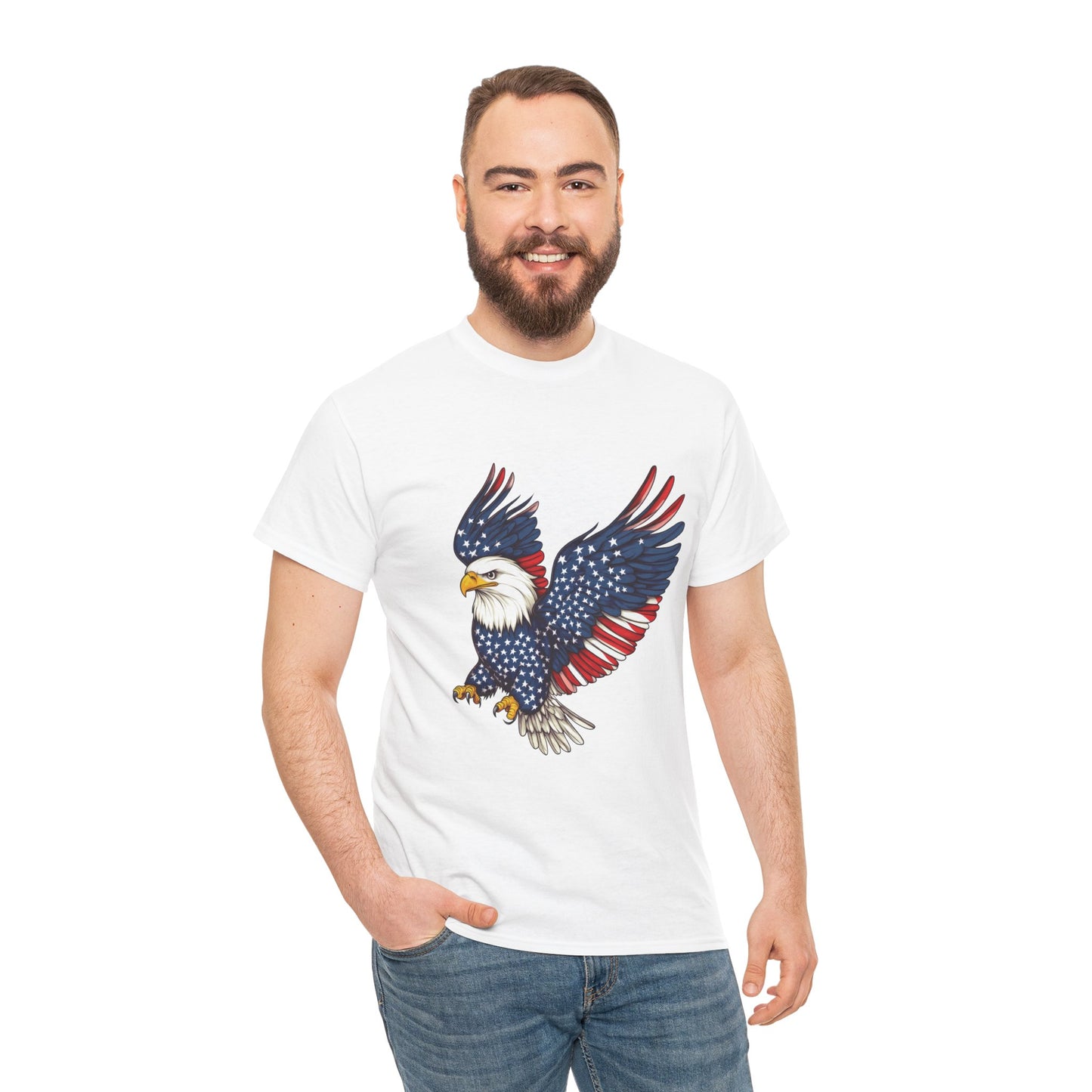 Patriotic Eagle Tee | Unisex Heavy Cotton T-Shirt for Independence Day, Memorial Day, Veterans Day, Gift for Nature Lovers, Casual Wear