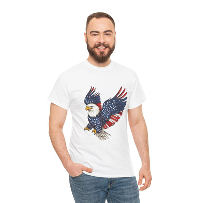 Patriotic Eagle Tee | Unisex Heavy Cotton T-Shirt for Independence Day, Memorial Day, Veterans Day, Gift for Nature Lovers, Casual Wear