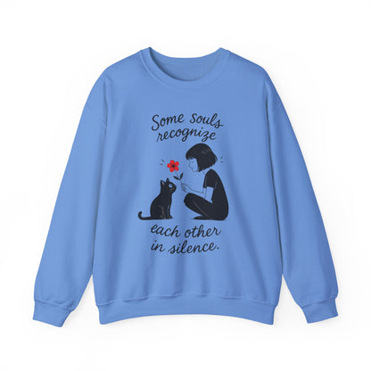 Soulful Cat and Human Crewneck Sweatshirt, Cozy Gift for Cat Lovers, Womens Sweatshirt, Animal Lover Apparel, Thoughtful Gift Idea